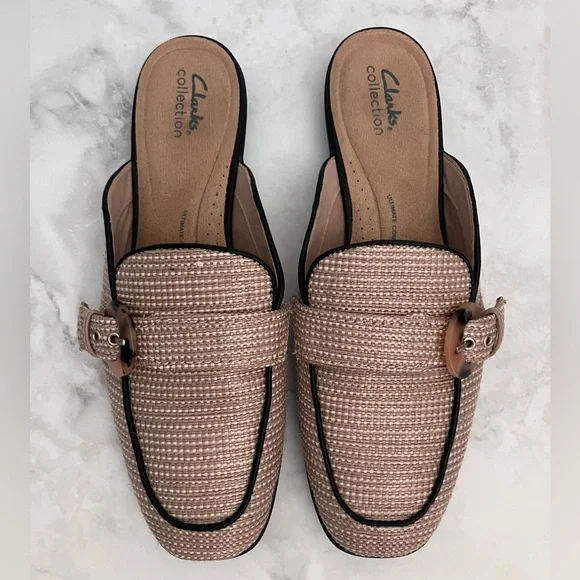 CLARKS Tan Woven Mules Size 11 - Picture 4 of 10